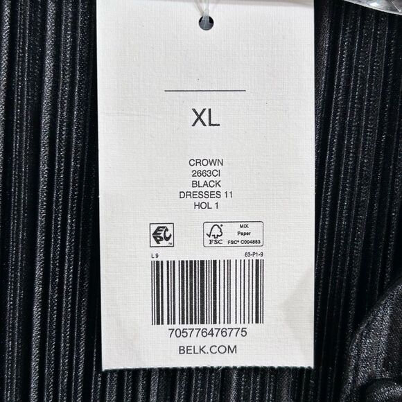 NWT Crown & Ivy 3/4 Sleeve Metallic Shirt Dress - Picture 7 of 10